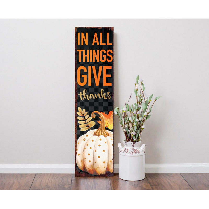 The Holiday Aisle® Wood Wall Mounted Outdoor Thanksgiving Decoration